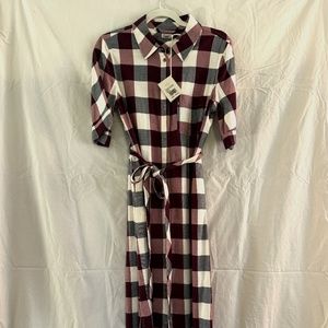 Faherty Buffalo Check Plaid Midi Shirt Dress - Medium